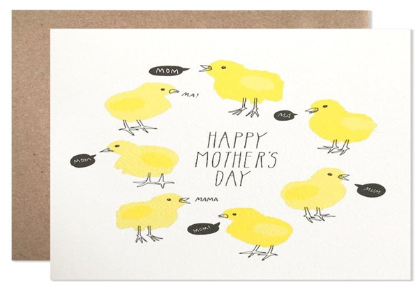 Cute and lovely chick drawing card